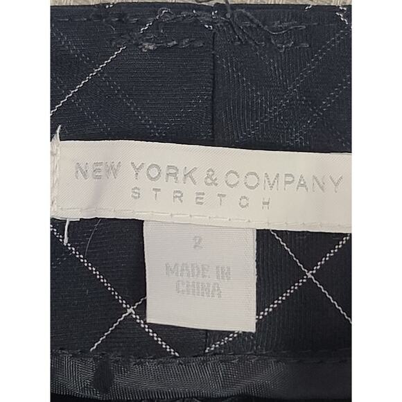 New York & Company stretch women's pants Navy white & blue plaid Size 2 Academia - Picture 3 of 8